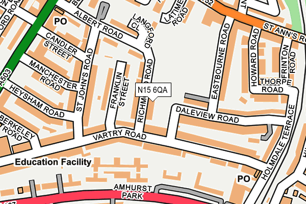 N15 6QA map - OS OpenMap – Local (Ordnance Survey)