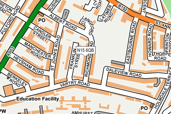 N15 6QB map - OS OpenMap – Local (Ordnance Survey)