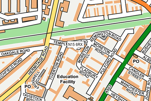 N15 6RX map - OS OpenMap – Local (Ordnance Survey)