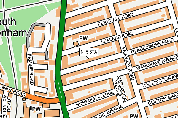 N15 6TA map - OS OpenMap – Local (Ordnance Survey)