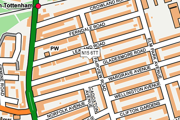N15 6TT map - OS OpenMap – Local (Ordnance Survey)