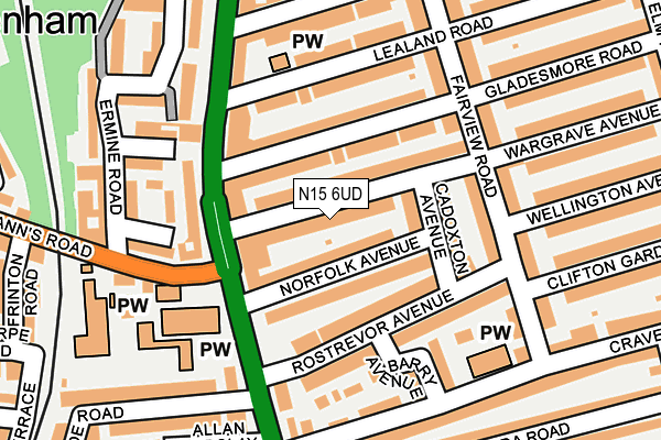 N15 6UD map - OS OpenMap – Local (Ordnance Survey)