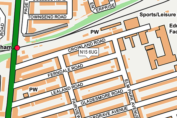 N15 6UG map - OS OpenMap – Local (Ordnance Survey)