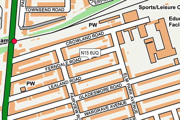 N15 6UQ map - OS OpenMap – Local (Ordnance Survey)