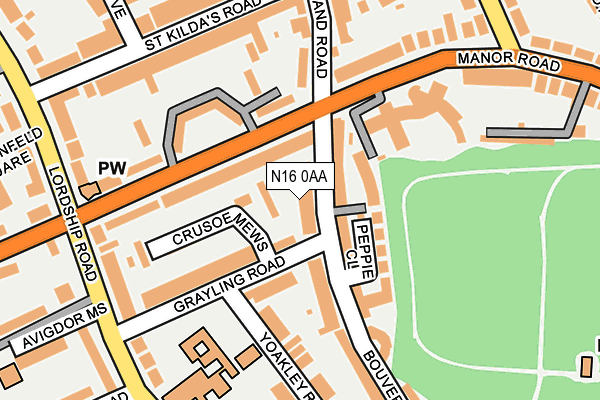 N16 0AA map - OS OpenMap – Local (Ordnance Survey)