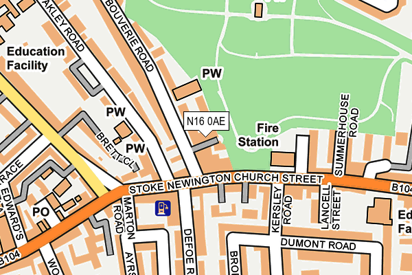 N16 0AE map - OS OpenMap – Local (Ordnance Survey)