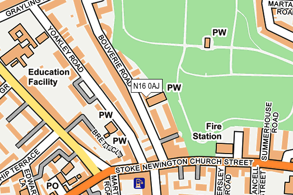 N16 0AJ map - OS OpenMap – Local (Ordnance Survey)
