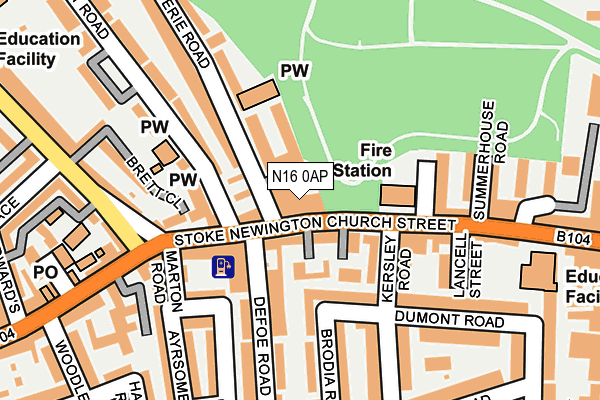 N16 0AP map - OS OpenMap – Local (Ordnance Survey)