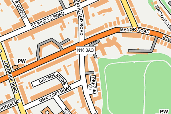 N16 0AQ map - OS OpenMap – Local (Ordnance Survey)