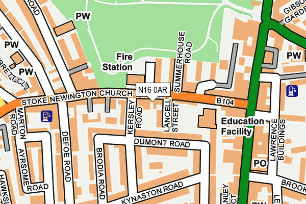 N16 0AR map - OS OpenMap – Local (Ordnance Survey)