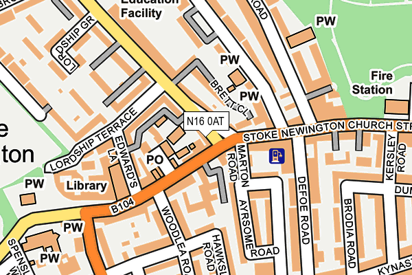 N16 0AT map - OS OpenMap – Local (Ordnance Survey)