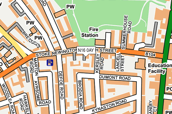 N16 0AY map - OS OpenMap – Local (Ordnance Survey)