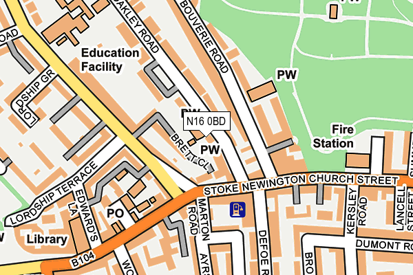 N16 0BD map - OS OpenMap – Local (Ordnance Survey)