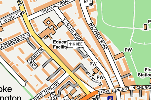 N16 0BE map - OS OpenMap – Local (Ordnance Survey)