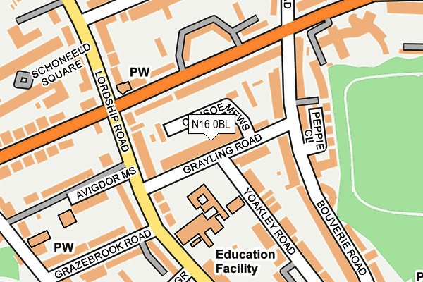 N16 0BL map - OS OpenMap – Local (Ordnance Survey)