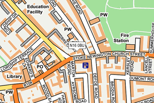 N16 0BU map - OS OpenMap – Local (Ordnance Survey)