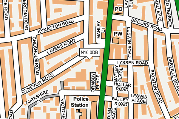 N16 0DB map - OS OpenMap – Local (Ordnance Survey)