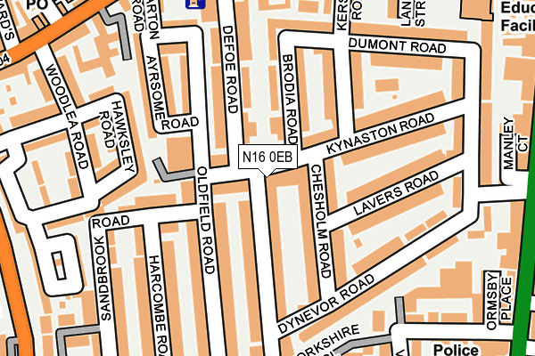 N16 0EB map - OS OpenMap – Local (Ordnance Survey)