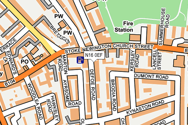 N16 0EF map - OS OpenMap – Local (Ordnance Survey)