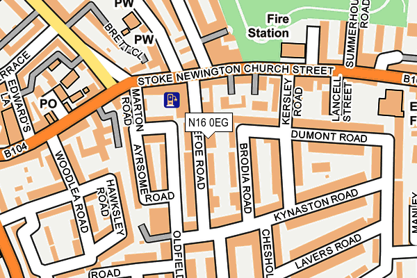 N16 0EG map - OS OpenMap – Local (Ordnance Survey)