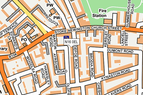 N16 0EL map - OS OpenMap – Local (Ordnance Survey)
