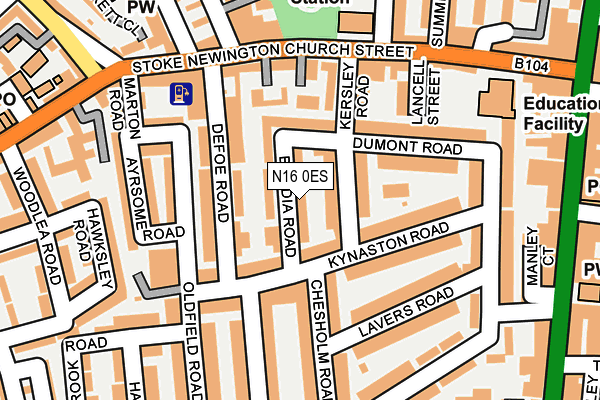 N16 0ES map - OS OpenMap – Local (Ordnance Survey)