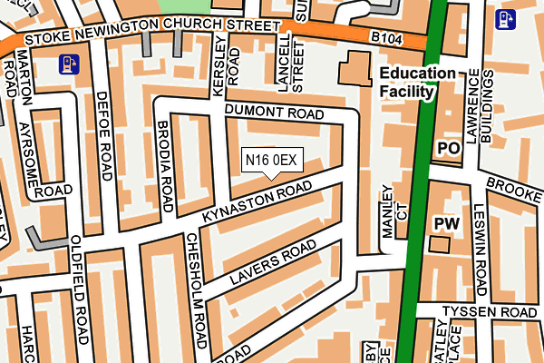 N16 0EX map - OS OpenMap – Local (Ordnance Survey)