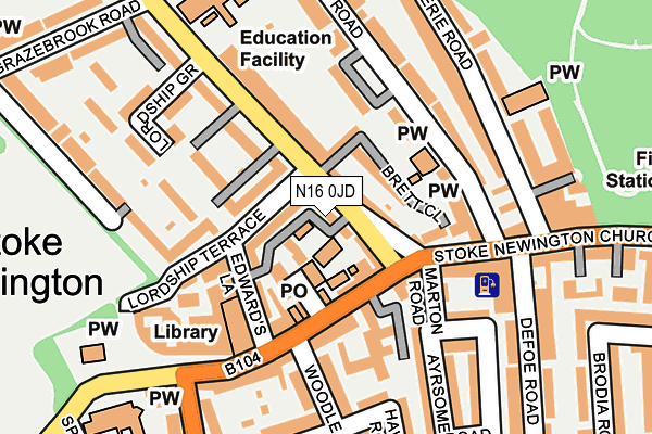 N16 0JD map - OS OpenMap – Local (Ordnance Survey)