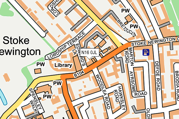 N16 0JL map - OS OpenMap – Local (Ordnance Survey)