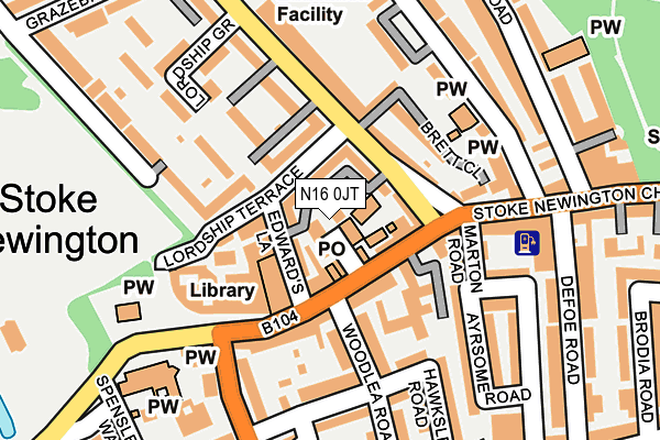 N16 0JT map - OS OpenMap – Local (Ordnance Survey)