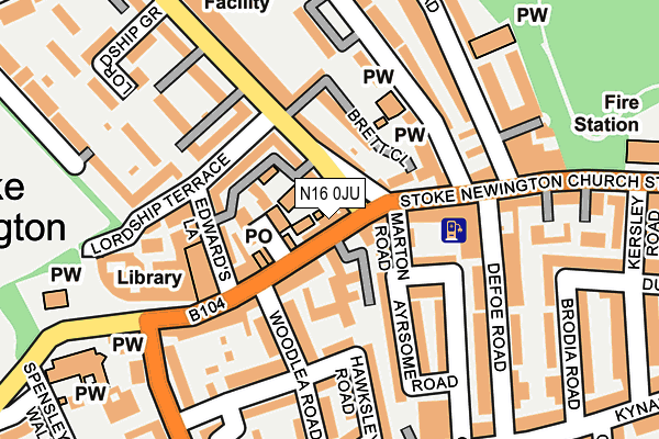 N16 0JU map - OS OpenMap – Local (Ordnance Survey)