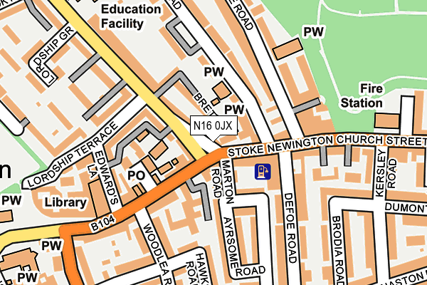 N16 0JX map - OS OpenMap – Local (Ordnance Survey)