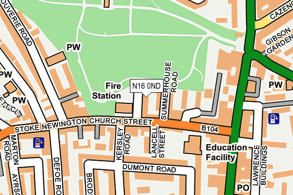 N16 0ND map - OS OpenMap – Local (Ordnance Survey)