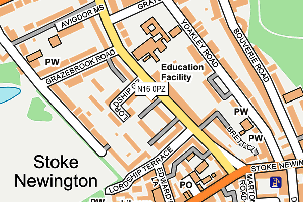 N16 0PZ map - OS OpenMap – Local (Ordnance Survey)