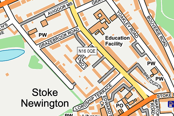 N16 0QE map - OS OpenMap – Local (Ordnance Survey)