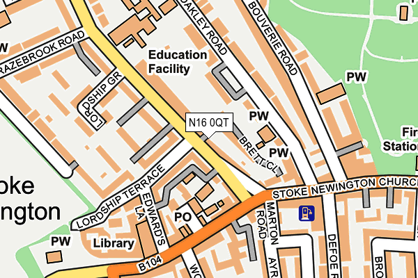 N16 0QT map - OS OpenMap – Local (Ordnance Survey)