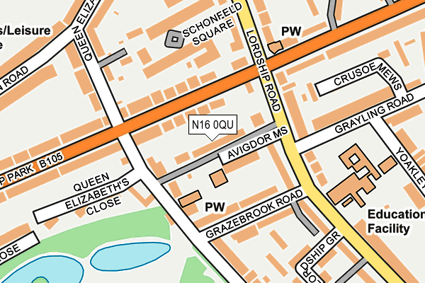 N16 0QU map - OS OpenMap – Local (Ordnance Survey)