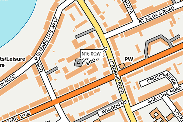 N16 0QW map - OS OpenMap – Local (Ordnance Survey)