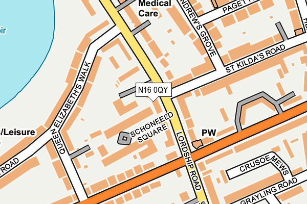 N16 0QY map - OS OpenMap – Local (Ordnance Survey)