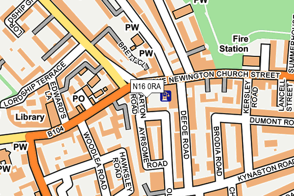 N16 0RA map - OS OpenMap – Local (Ordnance Survey)