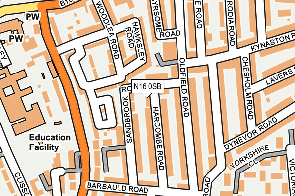 N16 0SB map - OS OpenMap – Local (Ordnance Survey)