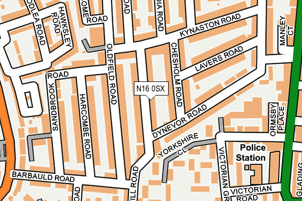 N16 0SX map - OS OpenMap – Local (Ordnance Survey)