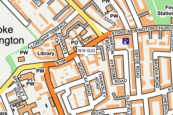 N16 0UG map - OS OpenMap – Local (Ordnance Survey)