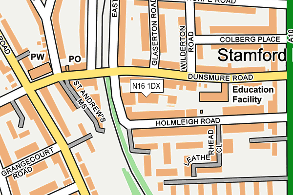 N16 1DX map - OS OpenMap – Local (Ordnance Survey)
