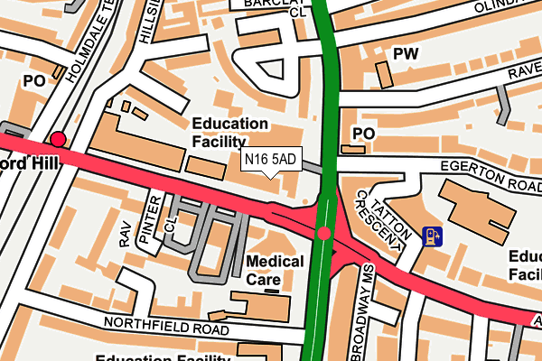 N16 5AD map - OS OpenMap – Local (Ordnance Survey)