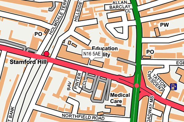 N16 5AE map - OS OpenMap – Local (Ordnance Survey)
