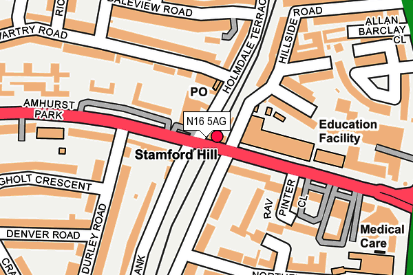 N16 5AG map - OS OpenMap – Local (Ordnance Survey)
