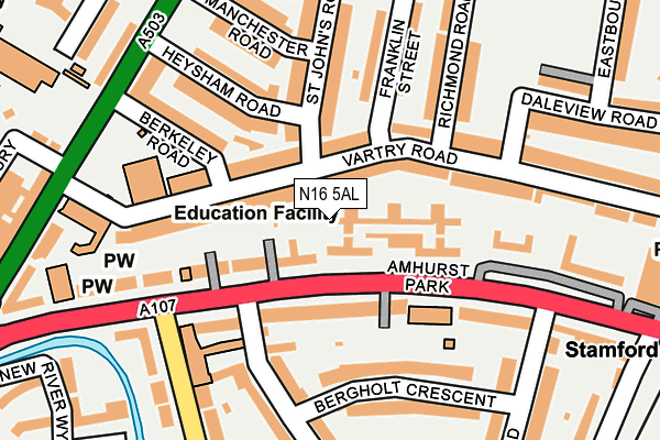 N16 5AL map - OS OpenMap – Local (Ordnance Survey)