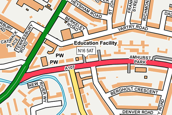 N16 5AT map - OS OpenMap – Local (Ordnance Survey)