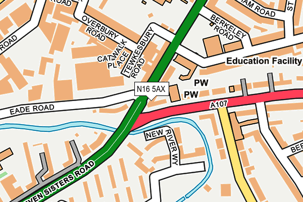 N16 5AX map - OS OpenMap – Local (Ordnance Survey)